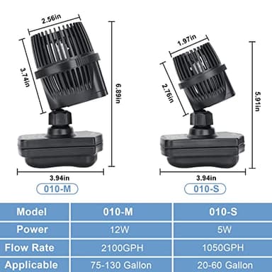 hygger 2100 GPH Aquarium Wave Maker Pump with Strong Magnetic Suction Base, Ultra-quiet 360 Degree Rotating Submersible Power Head, for 75-130 Gal Freshwater Saltwater Tank - Image 7