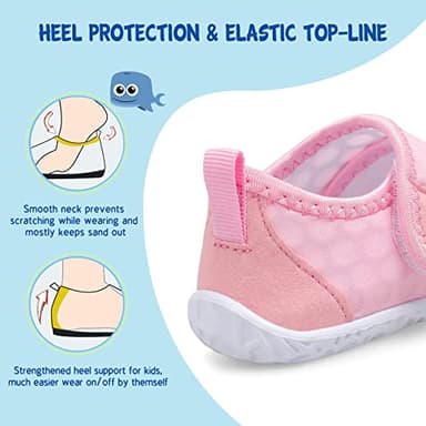 LeIsfIt Boys Girls Water Shoes Kids Aqua Socks Toddler Quick-Dry Beach Swimming Shoes Lightweight Breathable Non-Slip Summer Outdoor Sport Water Slippers Pink 8 Toddler - Image 4