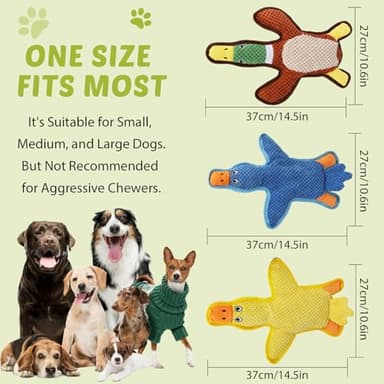 Dog Toys 3-Pack Cute Duck Shapes Puppy Toys No-Stuffing Squeaky and Crinkle Interactive Dog Chew Toy for Small to Large Breeds - Image 5
