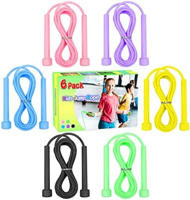 Jump Rope for Kids, 6 Pack Length Adjustable Lightweight Kids Skipping Rope for Children, Students, Boys and Girls Outdoor Sports, Fitness Exercise, Keeping Fit, Workout - Image 1