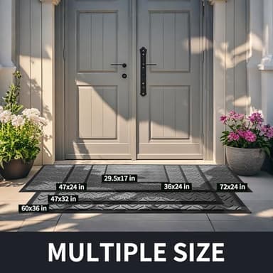 Yimobra Front Door Mat Outside Entrance 29.5x17, Waterproof Heavy Duty Outdoor Mats for Front Door, Non Slip Rubber Entry Mat for Garage Patio Indoor, Grey - Image 2