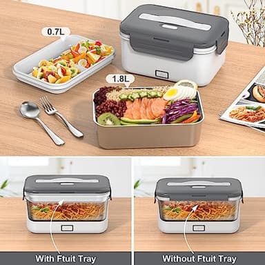 Vabaso Electric Heated Lunch Box Food Heater, 1.8L/61oz Food Warmer for Adults Work/Home Car/Truck, 100W Heating Lunchbox, 12V/24V/110V - Image 4