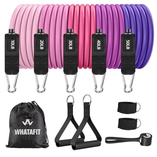 WHATAFIT Resistance Bands, Exercise Bands，Resistance Bands for Working Out, Work Out Bands with Handles for Men and Women Fitness, Strength Training Home Gym Equipment - Image 1