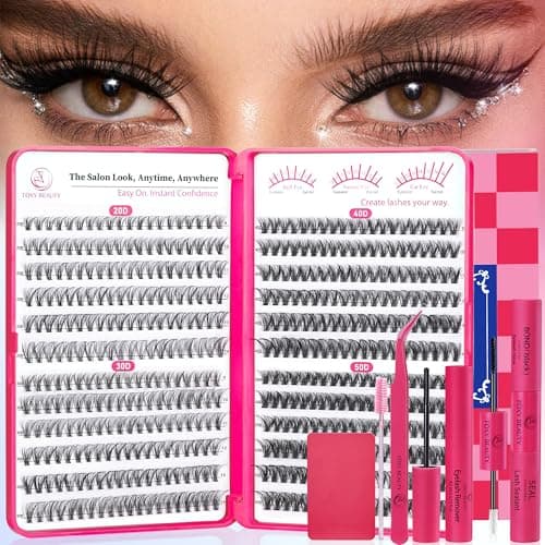 Waltz Lash Clusters Kit - Lash Clusters Lash Extension Kit with Bond and Seal Eyelash Cluster 20D30D40D50D-0.07D Cluster Eyelash Extensions Eyelash Extension Kit DIY at Home - Image 1