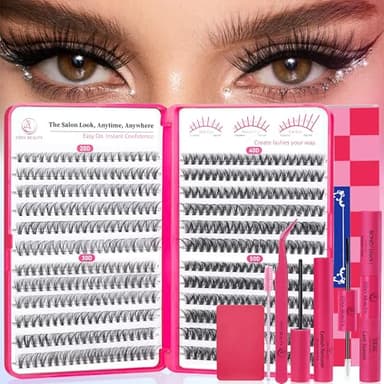 Waltz Lash Clusters Kit - Lash Clusters Lash Extension Kit with Bond and Seal Eyelash Cluster 20D30D40D50D-0.07D Cluster Eyelash Extensions Eyelash Extension Kit DIY at Home - Image 1