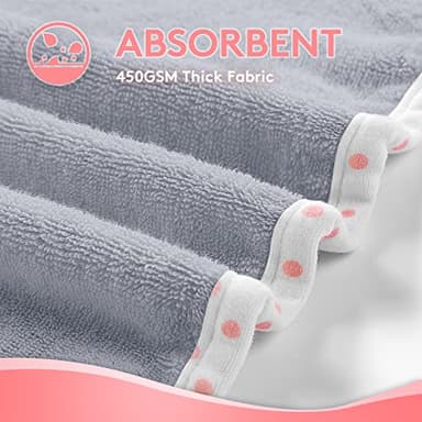 TBEZY Baby Hooded Towel with Unique Animal Design Ultra Soft Thick Cotton Bath Towel for Newborn (Elephant) - Image 6