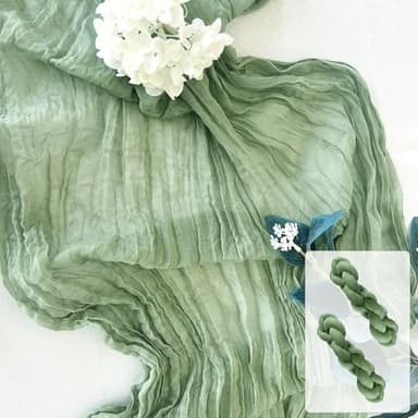 Pusunas 2 Pack Cheesecloth Table Runner 10Ft Gauze Table Runners Sage Green Cheese Cloths Table Runner for Wedding Baby Bridal Shower Decorations Birthday Party Disposable Table Skirts - Image 1