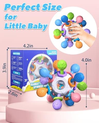 Baby Teething Toys for 0-6 6-12 Months Ages 0-2, Tummy Time Montessori Toys for Babies 0 3 6 9 12 18 Months, Newborn Infant Sensory Toys, Baby Shower Gifts for Boys Girls - Image 2