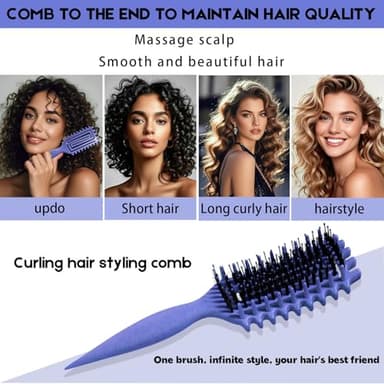 Curly Hair Brush Candybrush Curl Defining Brush for Detangling Shaping and Defining Curls for Women, Men, Wet & Dry Hair (Purple) - Image 6