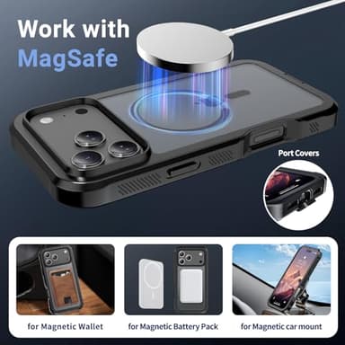 jaroco Magnetic for iPhone 17 Pro Max Case, [Compatible with MagSafe][Military Grade Drop Protection][Heavy Duty Protection][Non-Slip][Shockproof] 2-Layer Durable Bumper Phone Case 6.9''-Black - Image 4