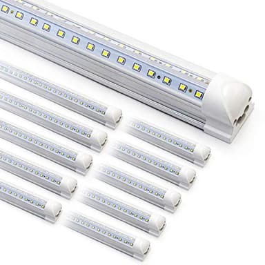 10-Pack 8ft LED Shop Light Fixture - 90W T8 Integrated LED Tube Light - 6500K 12000LM V-Shape Linkable - High Output - Clear Cover - Plug and Play - 270 Degree Lighting for Garage, Shop, Barn - Image 1
