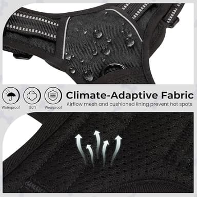 Funfox Dog Harness No Pull, Adjustable Pet Vest Harness Black M with Handle, 2 Leash Clips for Daily Walking Easy Control, Soft Durable Reflective Comfortable for Medium Sized Dogs - Image 3