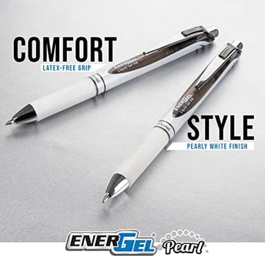 Pentel EnerGel Pearl RTX Retractable Liquid Gel Pen, (0.7mm), Medium Line, Needle Tip, Assorted Ink Colors, Pack of 4 (BLN77WBP4M) - Image 4
