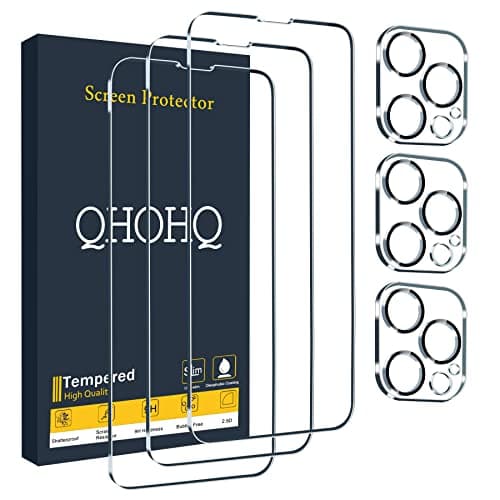 QHOHQ 3 Pack Screen Protector for iPhone 13 Pro 6.1 Inch with 3 Pack Tempered Glass Camera Lens Protector, Ultra HD, 9H Hardness, Scratch Resistant - Case Friendly [Not fit iPhone 13 Pro Max 6.7"] - Image 1