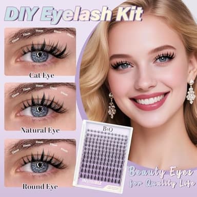 B&Q Fairy Lash Clusters Kit Natural Lashes Clusters Wispy Invisible Band Manga Lashes Individual Lashes Bond and Seal Eyelash Extension Kit Easy Removal (Fairy Kit-8-18MIX) - Image 3