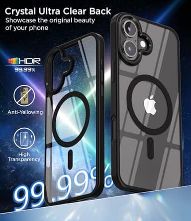 SUCGLES for iPhone 16 Case with MagSafe [Ultra Strong Magnetic] [12FT Military Drop Protection] [Shockproof Bumper] Slim Thin Mag Safe Phone Cover 6.1" for Apple iPhone16 (Black) - Image 7