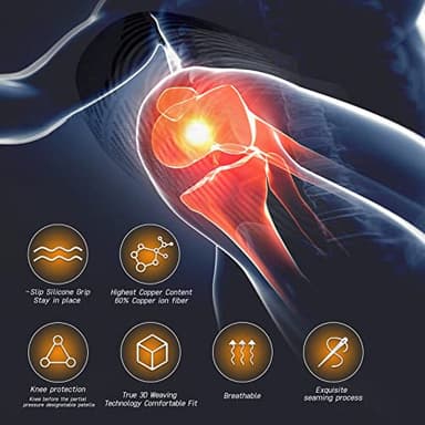 Copper Knee Braces for Men and Women (2 pack) -Knee Supports Copper Compression Knee Sleeve for Knee Pain, Arthritis, Sports and Recovery Support (Large) - Image 2