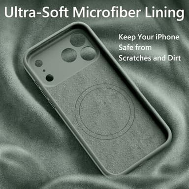 FireNova Magnetic for iPhone 17 Pro Case, Compatible with MagSafe, [Integrated Silicone Camera Control Button] [Camera Protection] Anti-Scratch Microfiber Lining Phone Case, 6.3", Calke Green - Image 3