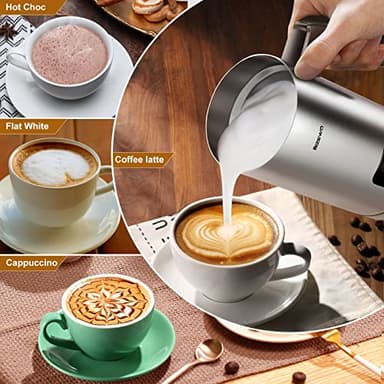 BIZEWO Milk Frother Electric, Warm and Cold Milk Steamer, 4 IN 1 Automatic Milk Warmer Stainless Steel with Touch Screen for Coffee, Latte, Macchiato, Cappuccino, Hot Chocolate - Image 4