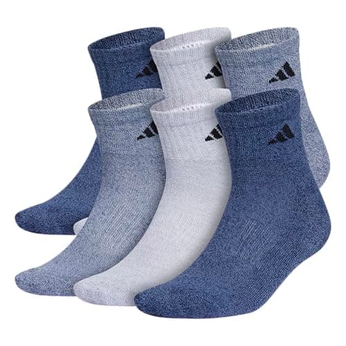 adidas Men's Socks, Athletic Cushioned Quarter 6-Pack, Ankle Fit with Arch Support - Image 1