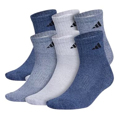 adidas Men's Socks, Athletic Cushioned Quarter 6-Pack, Ankle Fit with Arch Support - Image 1