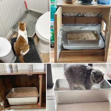 FUTAM Stainless Steel Litter Box, 23.6“x15.7"x6" Deep Stainless Steel Cat Litter Box Extra Large, XL Metal Litterbox for Big Cats with High Sides, Non Stick Surface, Easy to Clean - Image 7