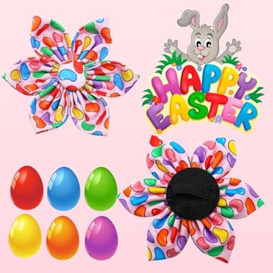 Elegant Little Tail Easter Day Dog Collar with Flower, Colorful Candy Pink Adjustable Collar for Small Dogs - Image 4