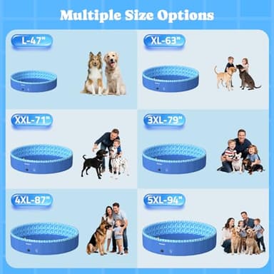 Foldable Dog Pool with Sprinkler RGB LED Light, 71" Collapsible Hard Plastic Kiddie Swimming Splash Pool for Small Medium Large Doggie Kitty Puppy, Pet Bathing Tub Wading Pool for Dogs Blue - Image 4