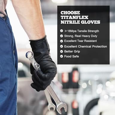 TitanFlex Disposable Nitrile Exam Gloves - 6-mil, Black, Large 100-ct Box, Heavy Duty, Latex Free, Food Safe for Cooking & Food Prep - Image 6