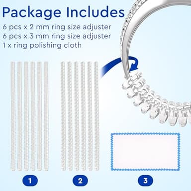 Ring Sizer Adjuster for Loose Rings - 12 Pack, Guards, Spacers & Tighteners, Fits Bands Up to 6mm, Reduces Size by 0.5-1.5, Invisible Design for Women & Men by 5 STARS UNITED - Image 2