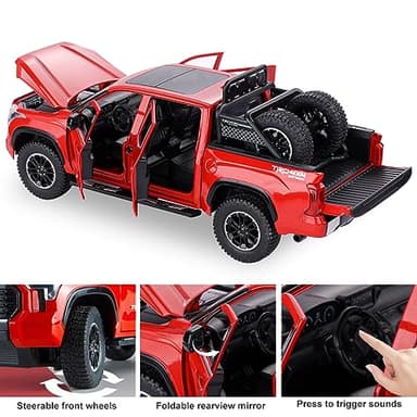 SASBSC Tundra Truck Toys for 3 4 5 6 7 Year Old Boys Pickup Toy Trucks for Boys Age 3-7 Diecast Metal Trucks with Light and Sound Pull Back Toy Cars Gift for Kids - Image 4