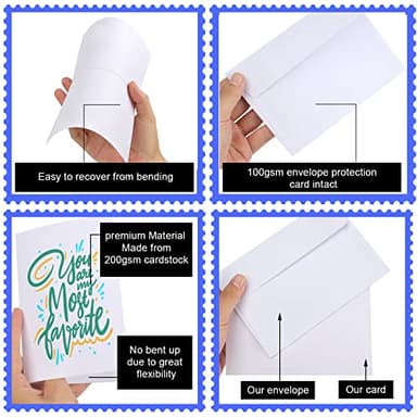 Joyberg Blank Cards and Envelopes 4x6, 30 Pack White Invitation Cardstock with 30 Pack Envelopes, Self-Seal Thank you Blank Greeting Cards and Envelopes, for All Occasions DIY, Print custom - Image 5