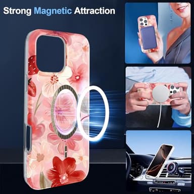 Magnetic for iPhone 16 Pro Max Case Cute for Women Girls, [Compatible with Magsafe][Drop Protection] with Slim Colorful Flowers Oil Painting Girly Phone Case for iPhone 16 Pro Max 6.9 - Image 2
