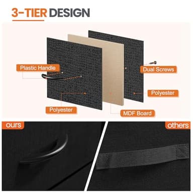 Sweetcrispy Nightstand with 2 Storage Drawers, 20" Height End Table Small Bed Side Furniture, Wooden Top Fabric Cabinet Kids Night Stand Mini Dresser for Bedroom, Closet, Entryway, College Dorm - Image 6