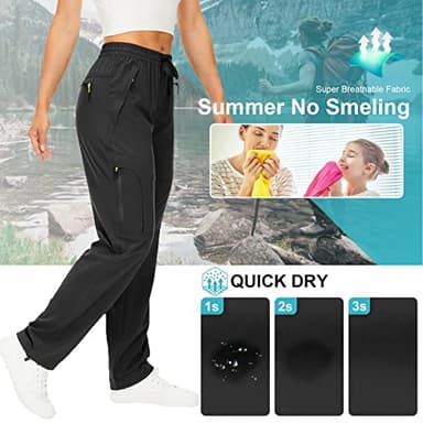 Women's Hiking Cargo Pants Quick Dry UPF50+ Outdoor Pants for Women Fishing Safari Travel Stretchy Pants with Pockets,6608,Black,S - Image 3