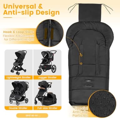 Orzbow Warm Bunting Bag Universal, Stroller Sleeping Bag Cold Weather, Waterproof Toddler Footmuff (Black, Large) - Image 5