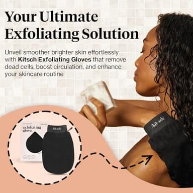 Kitsch Exfoliating Glove – Korean Exfoliating Mitt & Deep Exfoliating Body Scrubber for Shower, Bath | Body Exfoliator, Dead Skin Remover | Skin Care for Smooth, Renewed Skin - 1pc, Black - Image 6