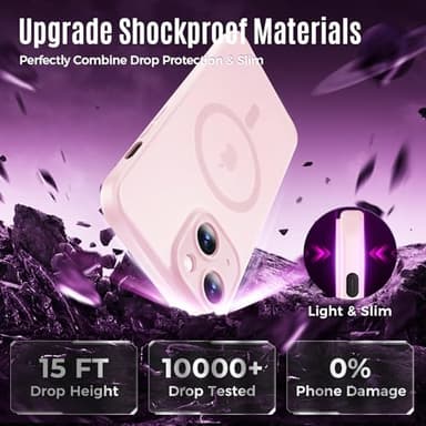 Symcele Designed for iPhone 14 Case, Compatible with MagSafe, with Privacy Screen Protectors X2, [Camera Protection] [15FT Military Drop Protection] Shockproof Phone Case, 6.1", Pink - Image 5