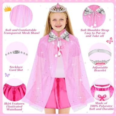 16 Pcs Princess Dress Up Clothes for Little Girl Role Play Costume Gift Set, Princess Mermaid Pretent Play Outfit Toys for Toddler Girls, Cosplay Birthday Party Gift for Girls Age 3 4 5 6 7 + Year Old - Image 6