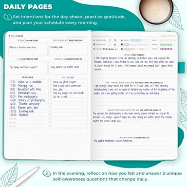 Clever Fox Self-Care Journal – Daily Reflection Notebook – Mental Health & Personal Development Planner, Meditation & Mood Log, A5 (Turquoise) - Image 4