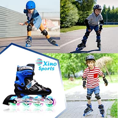 XINO SPORTS Adjustable Inline Skates for Girls - Illuminating LED Light-Up Wheels, Comfortable and Durable Design for Indoor and Outdoor Skating, Great for Beginners (Blue, Medium 1-4) - Image 5