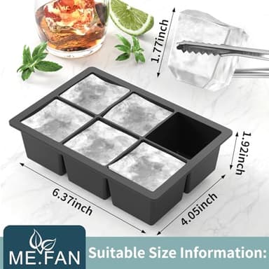 ME.FAN Silicone Ice Cube Trays [3 Pack] Large Ice Cube Mold with Lid, Square Independent Cavity Ice Tray Maker for Whiskey, Cocktails Bourbon, Beer & Drinks - Black/Deep Grey/Light Grey - Image 3