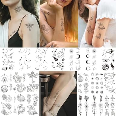 Cerlaza 100 Sheets Temporary Tattoos for Women Adult, 420 Mixed Styles Tiny Branch Fake Tattoo Stickers that Look Real and Last Long, Halloween Decoration Realistic Henna for Girl Body Art Sticker - Image 7