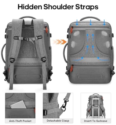 Bagsure Travel Backpack Carry On Backpack 42L Flight Approved, Expandable Laptop Backpack with Packing Cubes & Shoe Pocket, Water Resistant Luggage Backpack for Men Women, TSA Approved, Large Backpack - Image 4