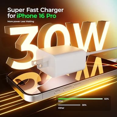 iPhone 16 15 Charger Fast Charging,30W USBC Charger Block with 6&10FT Long USB C Charging Cable Cord Compatible with iPhone 16/16 Pro Max/16E/15/15 Pro Max/iPad Pro,Samsung Galaxy S24 Ultra - Image 2