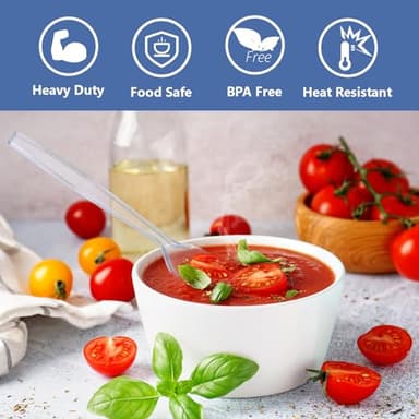 SACATR 100 Count Plastic Spoons,Heavy Plastic Silverware,Premium Disposable Spoons, BPA-Free, Heat Resistant, Suitable for Parties, Events and Everyday Use - Image 2