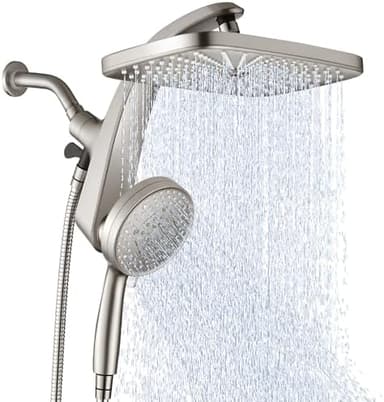 High Pressure Rain Shower Head: Upgrade Shower Heads with Handheld Spray Combo with Fixed Showerhead and 10 Sprays Handheld Shower Head, Detachable Showerheads Built-in Magnetic Docking and Power Jets - Image 3