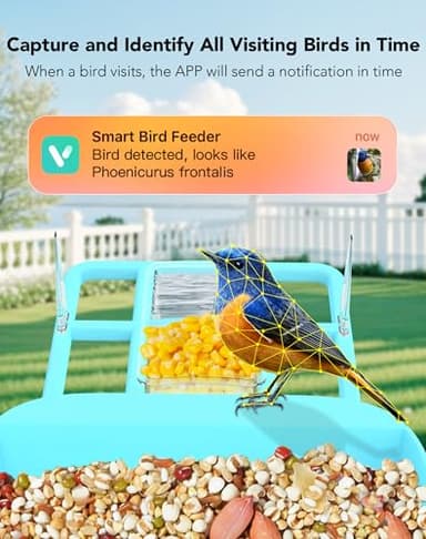 Smart Bird Feeder with Camera, 5200mAh Battery with Solar Panel, 2K Live View/AI Identifies/App Control/Instant Arrival Alert/Auto Capture/135° Motion Detection/IP65 Waterproof, Ideal Gift - Image 3