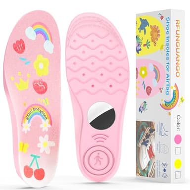 RFUNGUANGO Insoles for Airtag Hidden Holder, Tracker Devise Case for Kids, Comfortable Inserts for Shoes，Pink Rainbow (Pink, 6.89-7.48IN 10 Toddler-12.5 Toddler) - Image 1