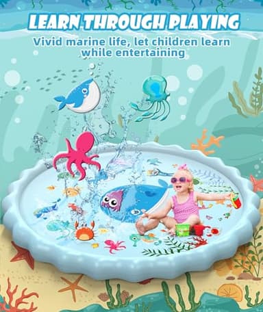 EPN Splash Pad, Extra Large Sprinkler Play Mat Fun for Kids, Thicker Summer Outdoor Water Toys Toddler Pool for 3-12 Years Old Children Boys & Girls (102.3") - Image 4